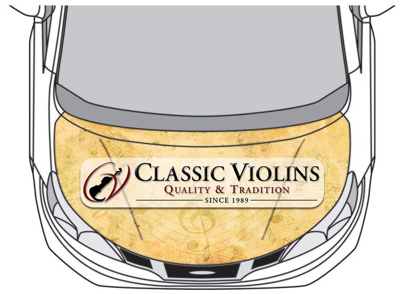 Classic Violins vehicle mock-up of the hood.